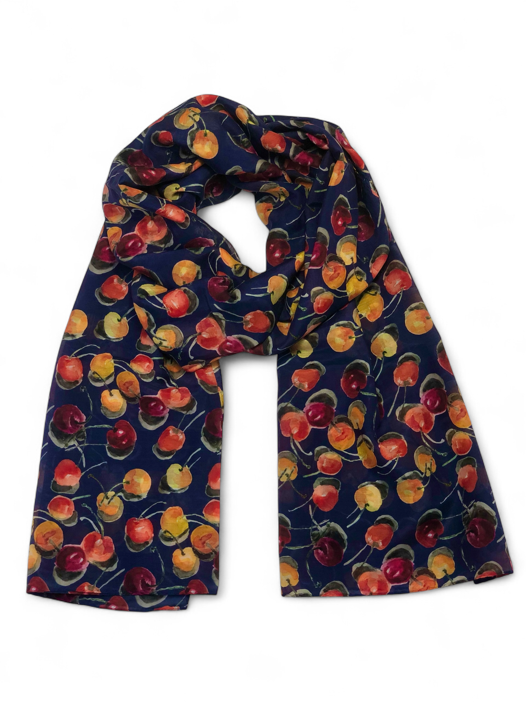 Navy Cherry in Silk & Cotton