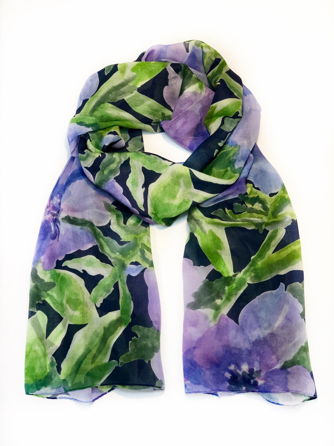 Clematis on Navy in Silk & Modal